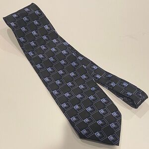 Elegant Geometric Black and Blue Men's Tie